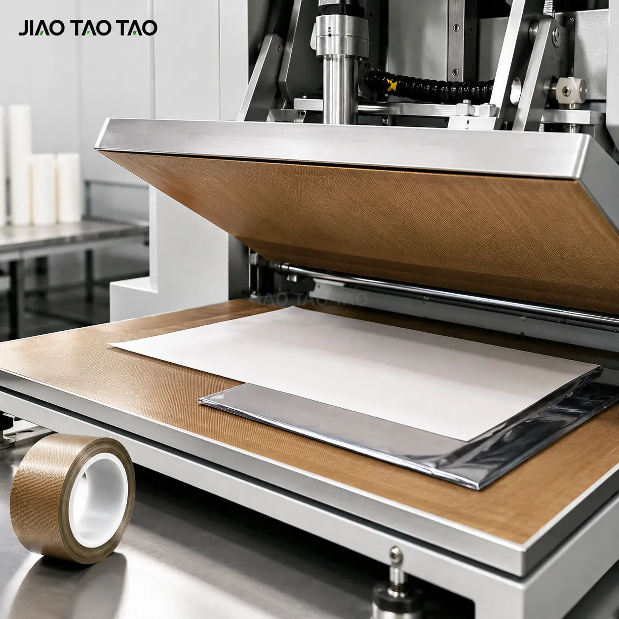 PTFE fiberglass tape applied to hot press lining and mold release processing.
